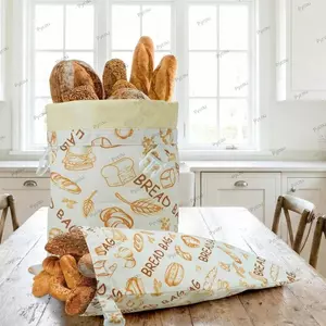 Túi đựng bánh mì sáp ong PYCOU, Túi đựng bánh mì giữ tươi có thể tái sử dụng bằng vải Cotton, Dây kéo bọc sáp ong Đóng cửa 43 * 33cm Túi đựng bánh mì Sử dụng tủ đông