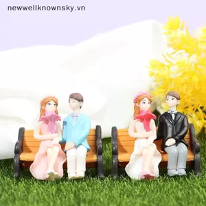 MỚI 3 Cái / bộ Lãng Mạn Người Yêu Búp Bê Công Viên Hẹn Hò Cặp Đôi Trang Trí Đám Cưới Tượng Nhỏ SKY