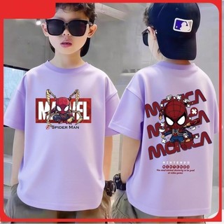Áo Thun bé trai Marvel Spider-Man Tay Ngắn Cho Trẻ Em, In Hình Hoạt Hình, Vải Cotton Mềm, Phong Cách Mới 2026