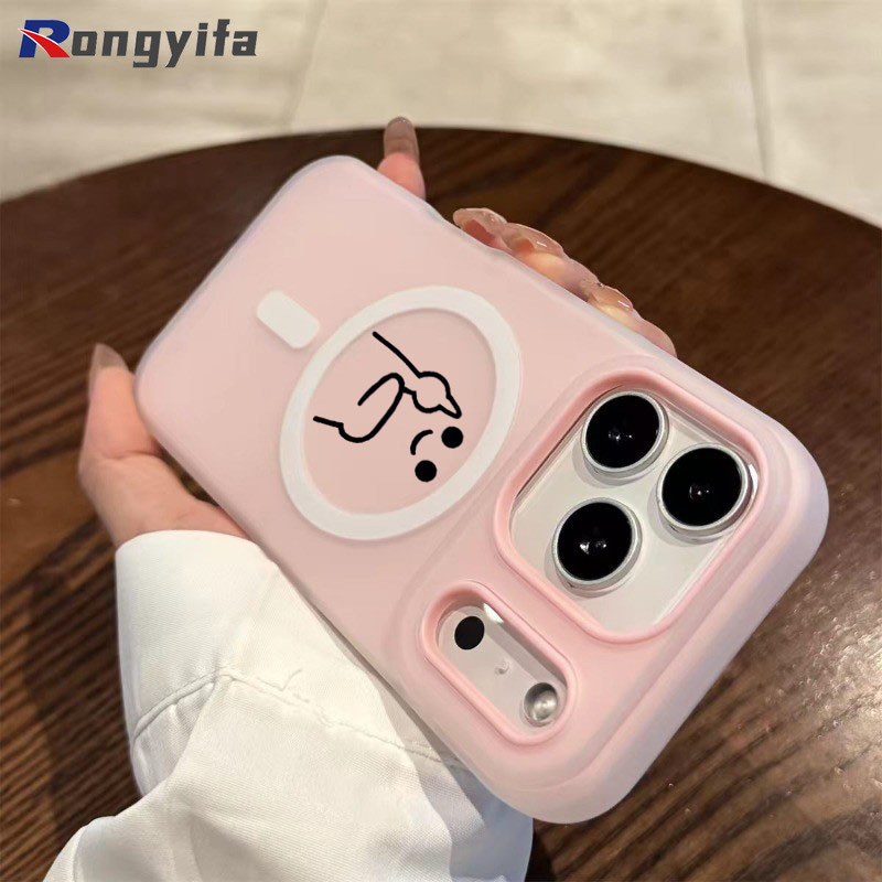 Ốp điện thoại biểu cảm sáng tạo ngộ nghĩnh cho iPhone 15 14 Plus 13 Pro Max 15ProMax 14ProMax Vỏ điện thoại từ tính 2 trong 1 hoạt hình dễ thương