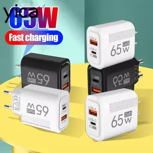 Ổ cắm sạc GaN YICA 65W, Bộ chuyển đổi sạc điện thoại EU / US PD Type C, Phụ kiện USB A + C Sạc nhanh USB C cho / /