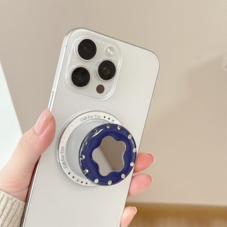 Gương Hoa Tròn Từ Tính Giá Đỡ Điện Thoại Cho IPhone 17 16 15 14 13 12 Pro Max 14 Plus Có Thể Gập Lại Vòng Cầm Co Giãn Để Bàn Đứng P2