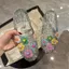 Giày Thạch Nữ Bên Ngoài Mặc Phiên Bản Hàn Quốc Thời Trang Baotou Dép Đế Bằng Dép Trong Suốt Giày Hoa Phụ Kiện Giày Đi Biển LXMG