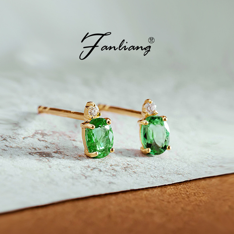 Bông tai bạc S925 ngọc lục bảo tự nhiên dành cho nữ