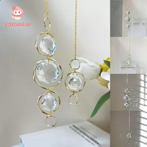 PWSSEND Chuông Gió, Rèm Thủy Tinh Pha Lê Tôn Trang Chống Nắng, Phụ Kiện Sáng Tạo Vàng Bạc Treo Trang Trí Cầu Vồng Lăng Kính Mặt Dây Chuyền Quà Tặng