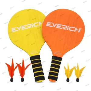 Bộ mái chèo đi biển PYCOU, Bộ mái chèo bằng gỗ có tay cầm chống trượt, Bộ vợt đi biển mái chèo tròn đầy màu sắc nhẹ chuyên nghiệp Tập thể dục gia đình