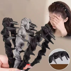Băng đô xoắn lưới sáng bóng dành cho nữ mới có răng chống trượt Băng đô dệt vải lấp lánh