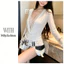 Milyfashion Sâu Cổ Chữ V Ren Khâu Dài Tay Xuân Hè Mặc Bên Ngoài Slim fit Nẹp Áo Liền Quần Hot Girl Phong Cách Mới Bóng