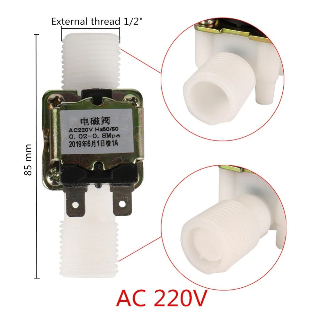 Van Điện Từ Nước 12VDC 220VAC Thường Đóng Có Áp Phi 13 Phi 21 Phi 27 Ren Ngoài