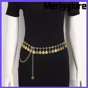 Dây Xích Bụng MERIGGIARE, Dây Thắt Lưng Retro, Tua Rua Thời Trang Đồng Xu Phong Cách Dân Tộc Trang Trí Đai Khiêu Vũ Bụng Cho Nữ