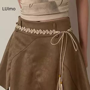 LUImo Bohemian Retro Phong Cách Dân Gian Dây Thắt Lưng Nữ Phiên Bản Hàn Quốc Của Đầm Mới Với Thắt Lưng Cao Cấp Với Dây Thắt Lưng Trắng SBS