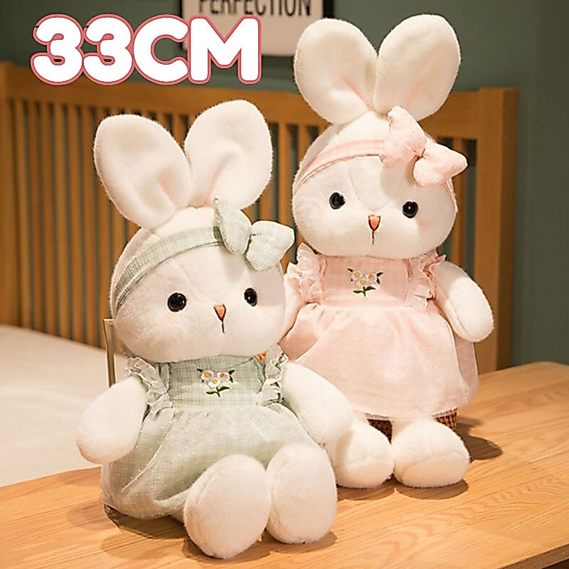 Thú Nhồi Bông Thỏ Dễ Thương,Chất Liệu Lông Nhung Cao Cấp,Kích Thước 33cm,Tặng Quà Sinh Nhật Cho Cô Gái