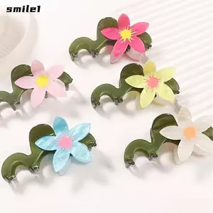 Kẹp Tóc SMILE, Móng Vuốt Tóc Hoa Nhiều Màu Sắc Acrylic, Phong Cách Rừng Ngọt Ngào 9.9CM Móng Vuốt Tóc Lớn Nữ