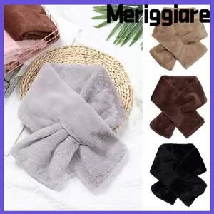 Khăn quàng cổ MERIGGIARE Quấn nữ Lông thỏ giả Khăn choàng sang trọng Màu trơn