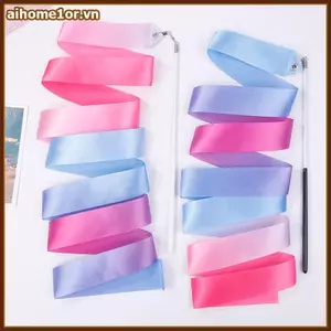 AIHOM 2M Ruy Băng Khiêu Vũ Nhịp Điệu Cô Gái Nghệ Thuật Thể Dục Dụng Cụ Ballet Streamer Cần Xoay Cầu Vồng Sti Huấn Luyện Thể Thao Ruy Băng Vũ Công Cây Đũa Phép,