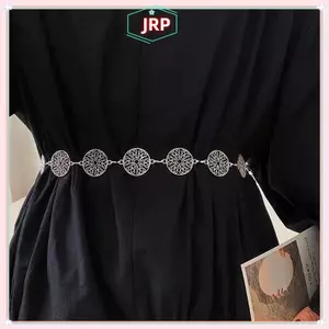 JRP Thanh Lịch Tròn Dây Kim Loại Dành Cho Nữ Retro Vàng Bạc Khắc Rỗng Ra Dây Thắt Lưng Thời Trang Trang Trang Trí JRP