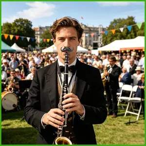 Clarinet Mustache 2 Miếng Có Thể Tháo Rời Di Động Ngộ nghĩnh Mellophone Clarinet ria mép Cho Buổi Hòa Nhạc Trẻ wipqsvn