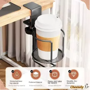 Giá đỡ móc treo tai nghe CHEESELY, Giá đỡ cốc để bàn chống nước chống tràn, Dụng cụ sắp xếp cốc Kẹp chắc chắn Chống rỉ sét 360° Xoay Để Bàn Cốc Giá Để Bàn Không Gian Làm Việc Phụ Kiện
