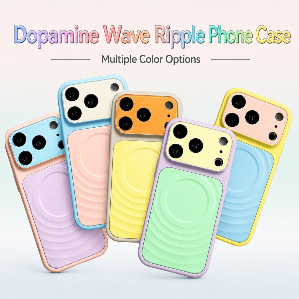 Ốp điện thoại từ tính màu Dopamin thời trang iPhone 14 15 16 17 Pro Max Wave Ripple Vỏ mềm Vỏ bảo vệ Camera chống sốc đầy màu sắc