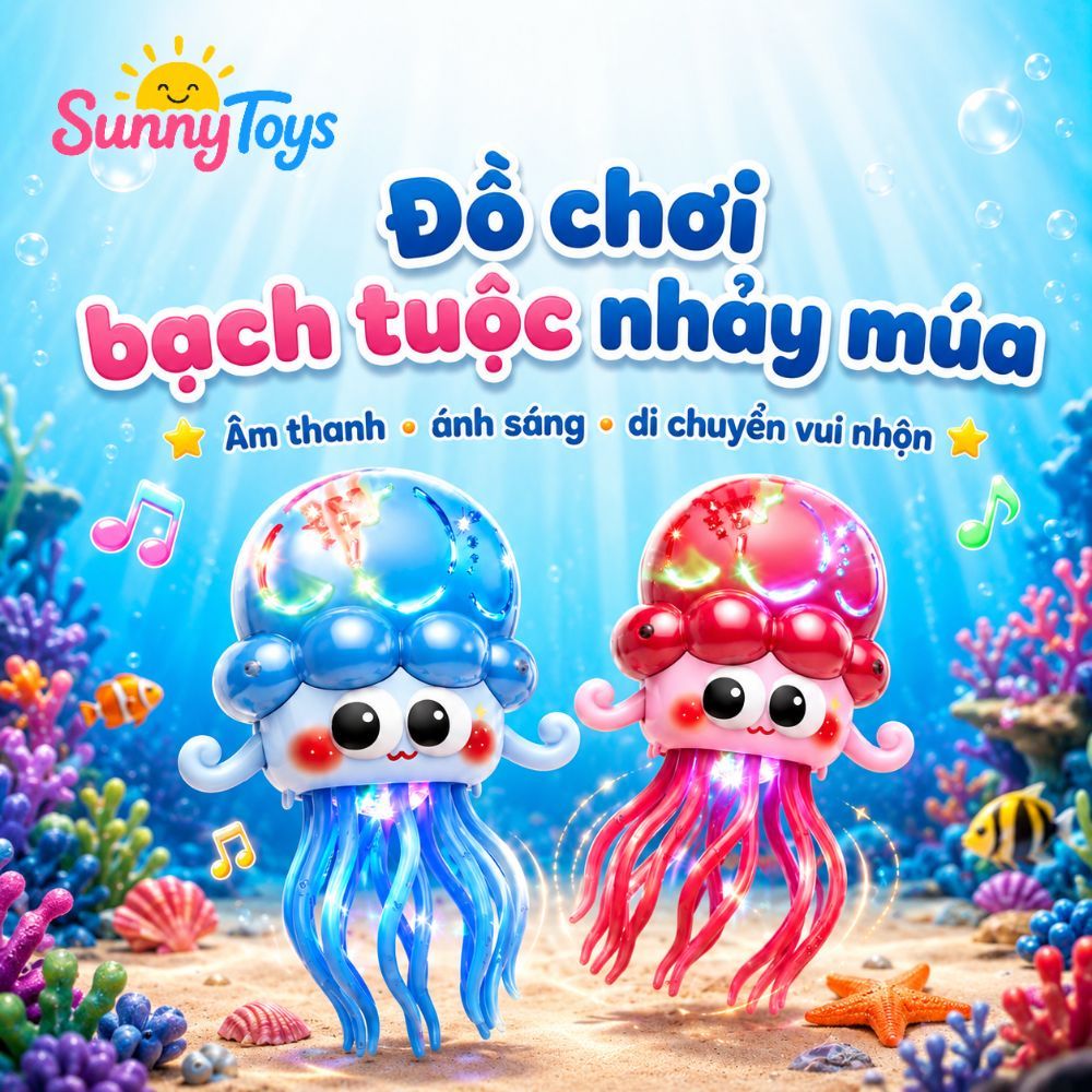 Đồ Chơi Bạch Tuộc SunnyToys Có Đèn Nhạc - Nhảy Múa Vui Nhộn, Tự Đổi Hướng Khi Chạy