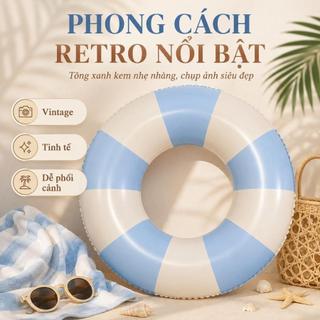 Phao Bơi Biển Tròn Vintage Người Lớn, Float Bơi Hồ Bơi Đi Biển Check-in Mùa Hè, Phao Bơi Cứu Hộ