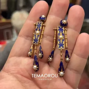 Vintage Thái Lan Xanh Hình Bát Giác Ngôi Sao Bông Tai Ngọc Trai Nữ Độc Đáo Đẹp Bông Tai 2026 Khổng Lồ Đẹp 6.8
