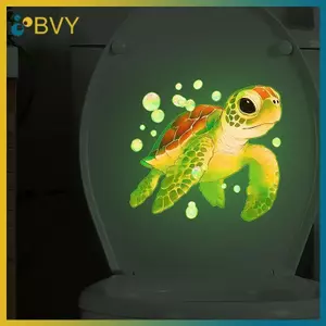 BVY Có Thể Tháo Rời Rùa Biển Tường Stier Phát Sáng Trong Bóng Tối Tự Dính Decal Vệ Sinh Chống Thấm Nước Phòng Tắm Phát Sáng Trang Trí.