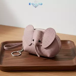 E-WOITD Sáng Tạo Da PU Ví Đựng Tiền Xu Voi Bé Nữ Đựng Thẻ Mặt Dây Chuyền Dễ Thương Cho Túi Xách Nhà Tổ Chức Du Lịch E-WOITD