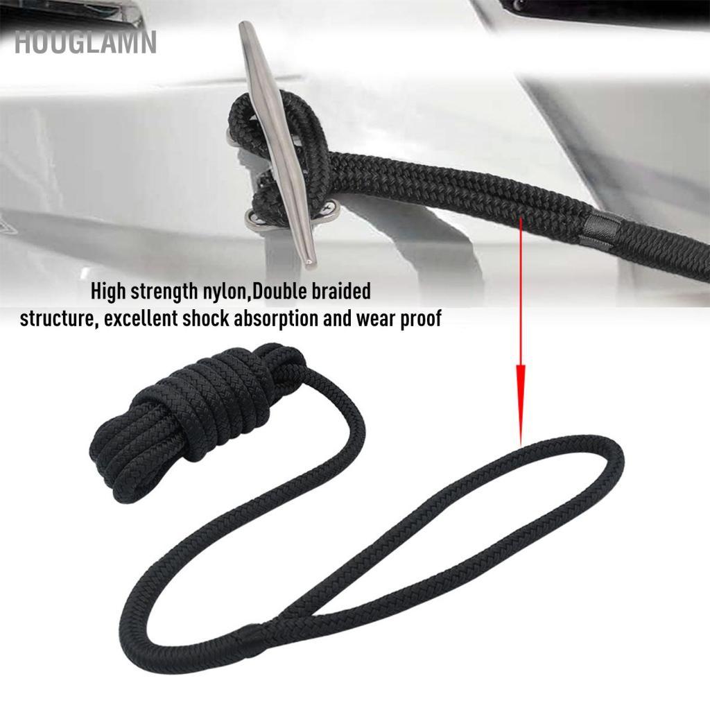 houglamn OPPWONG Dock Line Đôi bện nylon 3/8 Inch X 15ft Dây thuyền cường độ cao cấp hàng hải cho 12in Lỗ gắn Thuyền buồm nhỏ Pontoons Tàu cao tốc Cabin và Thuyền đánh cá (Màu đen)