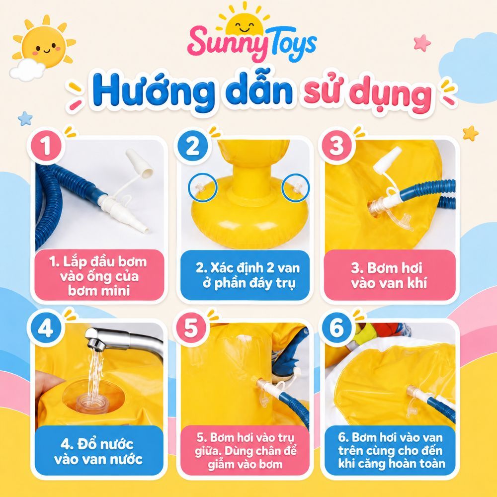 Trụ Boxing Đấm Bốc Hơi SunnyToys Cao 1m2 Màu Vàng -  Kèm Bơm Cho Bé Vận Động