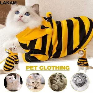 LAKAM Pet Bee Trang Phục Có Mũ Trùm Đầu, Quần Áo Cho Chó Mèo Mềm Thoáng Khí, Mùa Đông Ngộ nghĩnh Ấm Sọc Thiết Kế Mèo Ngày Lễ Cosplay Quần Áo Đồ Dùng Cho Thú Cưng
