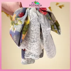 MYPANDA Tranh Sơn Dầu Phong Cách Ren Nơ Đuôi Ngựa Kẹp Tóc Thanh Lịch Móng Vuốt Tóc Cho Nữ Ngọt Ngào Cô Gái Phong Cách Vintage Phụ Kiện Tóc.