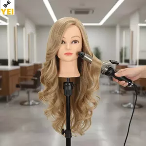 < YEI > Đầu Mannequin 26 Inch Với Tóc Tổng Hợp Mịn Cho Salon Sử Dụng Hoàn Thiện Kỹ Năng Kiểu Tóc Mới