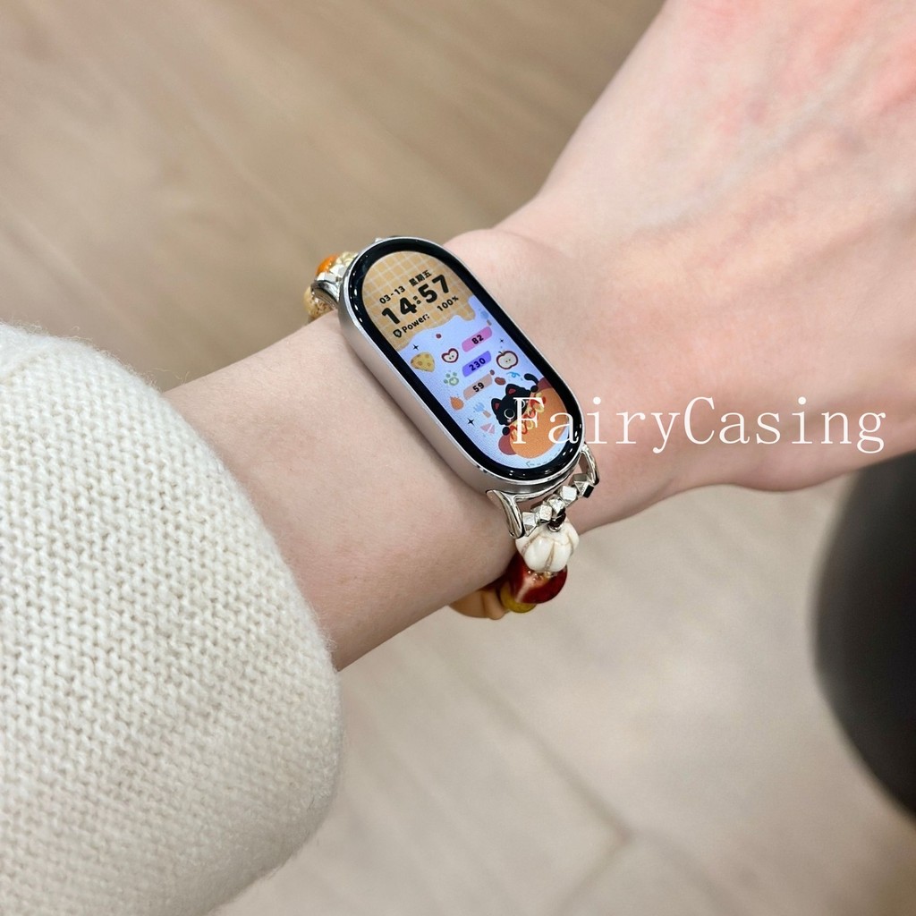 Dễ Thương Gấu Nhỏ Hạt Dệt Dây Đeo Cho Xiaomi Mi Band 10 9 8 7 6 5 4 3 NFC Vòng Tay Cho Redmi Watch 6 5 4 Dây Đeo Tay
