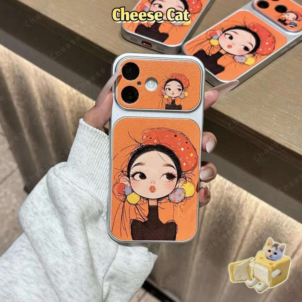 chuyển sang 17 Pro Max Ốp điện thoại thời trang nữ màu cam cho iPhone 15 16 14 11 12 13 Pro Max Xs XR