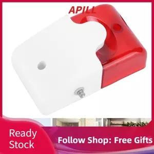 apill 12V DC Âm thanh & Ánh sáng Còi báo động 110dB Còi an ninh có thể điều chỉnh âm lượng với đèn LED nhấp nháy Cảnh báo chống trộm cho nhà để xe, văn phòng tại nhà