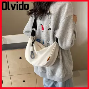 Túi đeo chéo OLVIDO, Túi đeo vai đeo vai rộng di động, Túi đựng bánh bao dung tích lớn màu trơn dành cho nữ