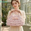 Túi xách ren xù FUJIZOU, Chất liệu Polyester Túi vải 3D hoa hồng Lolita, Tay cầm vòm nhiều lớp hoàn hảo có dây kéo Đóng túi Tote nhỏ du lịch