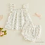 Bộ trang phục mùa hè hoa cho bé gái Áo ba lỗ cổ vuông Babydoll + Bộ quần short PP