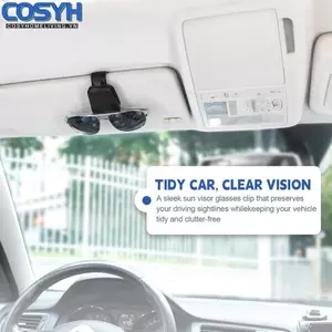 <cosyh>2 Pack Magnetic Sunglasses Holder for Car Sun Visor Soft Leather Clip Organizer