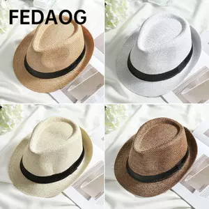 FEDAOG Rơm Panama Mũ Unisex Vành Rộng Đi Biển Cao Bồi Fedora Mũ