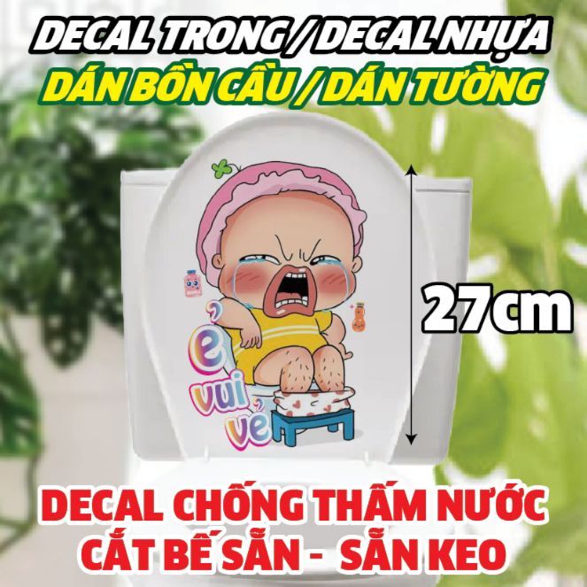 Miếng dán decal dán Toilet, dán trong phòng nhà vệ sinh, dán nắp bồn cầu chống nước, không bay màu