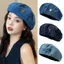 Mũ nồi nữ PYCOU, Mũ nồi Jeans Denim, Mũ nồi thời trang có thể điều chỉnh Retro Hàn Quốc Mũ họa sĩ Xuân Hè Thu