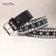 AqToCna Đinh Tán Rỗng Viên Đạn Trang Trí Thắt Lưng Da Thời Trang Studded Goth Ro Hoang Dã Có Thể Điều Chỉnh Nữ Punk Thắt Lưng AqToCna