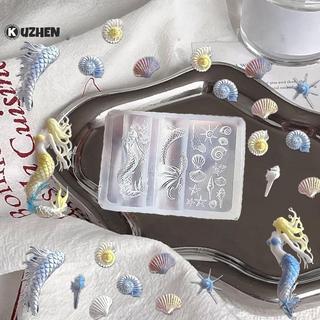 KUZHEN Ocean Series 3D Khuôn Làm Móng Tay Silicon Nàng Tiên Cá Sao Biển Vỏ Móng Tay Nghệ Thuật Khắc Mẫu Dụng Cụ Thiết Kế Làm Móng Tay DIY Nail Art Trang Trí HOT
