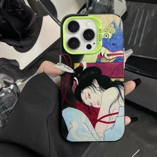 Ốp lưng Ukiyo-e Nhật Bản, chống sốc phong cách nghệ thuật cổ điển Bảo Vệ Camera Cấp iPhone 17/16/15/14/13/12/11/X/XS Ma