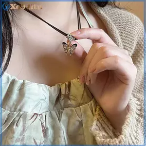 XOITU Phong Cách Trung Hoa Thời Trang Retro Bện Dây Nelace Bướm Hoa Mặt Trăng An Toàn Lo Mặt Dây Chuyền Nelace Nữ Vintage Trang Sức VN
