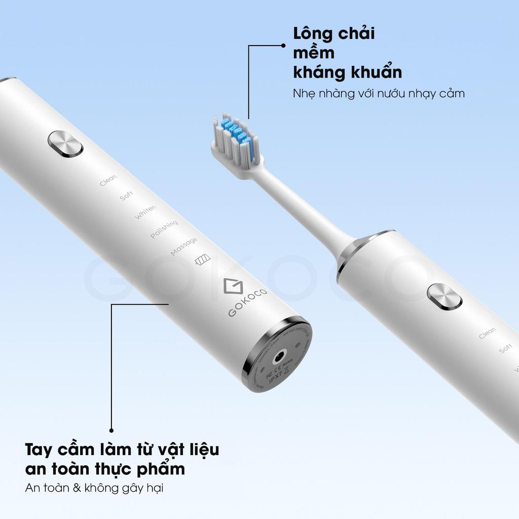 GOKOCO Bàn Chải Đánh Răng Điện Sóng Âm - 5 Chế Độ, Pin 45 Ngày, Chống Nước IPX7, Sạc USB Tiện Lợi | BigBuy360 - bigbuy360.vn