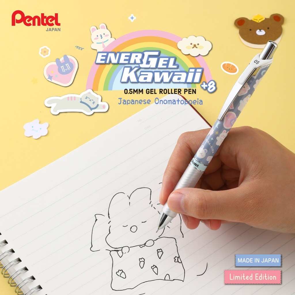 [Sản phẩm mới] Bút gel Pentel energel Kawaii+8TH viết trơn mượt ngòi 0.5mm có ruột thay thế