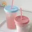 CANAMEK 1 Ins Di Động Có Thể Tái Sử Dụng Chai Nước Kawaii Cho Cà Phê Nước Trà Sữa Nhựa Dễ Thương Cốc Lạnh Có Nắp Ống Hút CSF